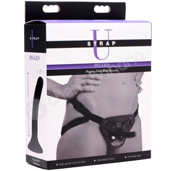 Strap U Pegging Silicone Dildo With Adjustable Harness