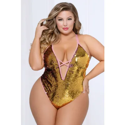 Two Tone Sequin Teddy Pink gold 1x2x