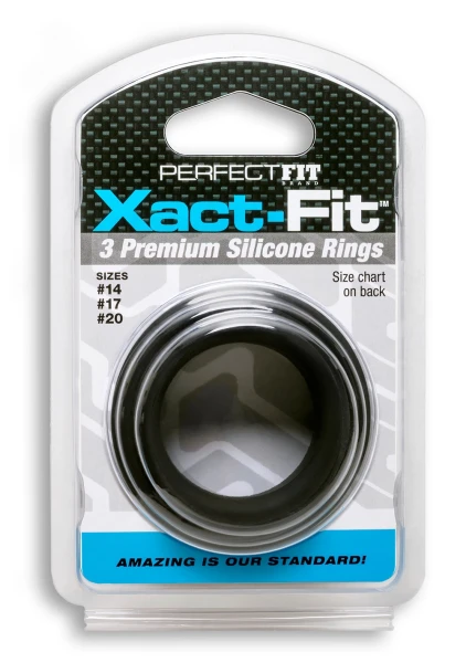 Perfect Fit Xact-Fit Silicone Cock Rings 3-Packs Incremental Sizes