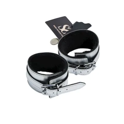 Bound X Silver Metallic Leather Wrist Cuffs