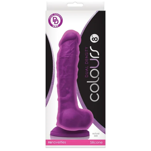 Colours Dual Density 8 Inch Silicone Suction Cup Dildo - Purple — image 16 of 17