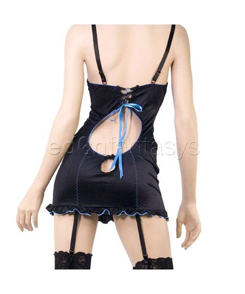 Lace up back gartered chemise