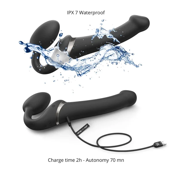 Strap-on-Me Multi Orgasm Silicone Vibrating 3 Motor Remote Strapless Strap-On, Small - Fuchsia