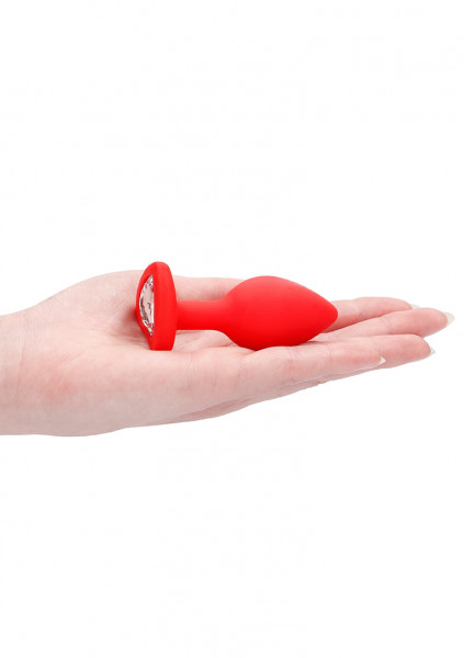 Diamond Heart Butt Plug - Regular - Red - Glass Butt Plug