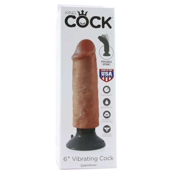 King Cock 6" Vibrating Cock - Tan