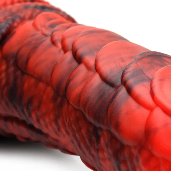 Fire Dragon Red Scaly Silicone Dildo - Red