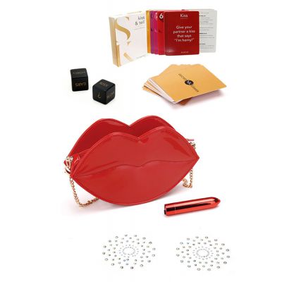Secret Kisses Rouge Set With Clutch Pasties Bullet Games 5 Pce