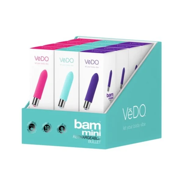 Vedo Bam Mini Rechargeable Bullet Vibe - 12 Pc Assort Display