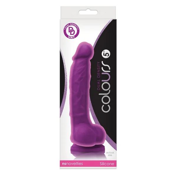 Colours Dual Density 5 Inch Silicone Suction Cup Dildo - Purple — image 15 of 24