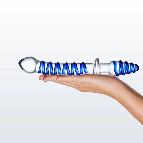 Gläs Mr. Swirly Double Ended Glass Dildo & Butt Plug - Clear & Blue — image 18 of 23