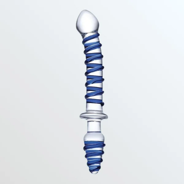 Gläs Mr. Swirly Double Ended Glass Dildo & Butt Plug - Clear & Blue — image 23 of 23