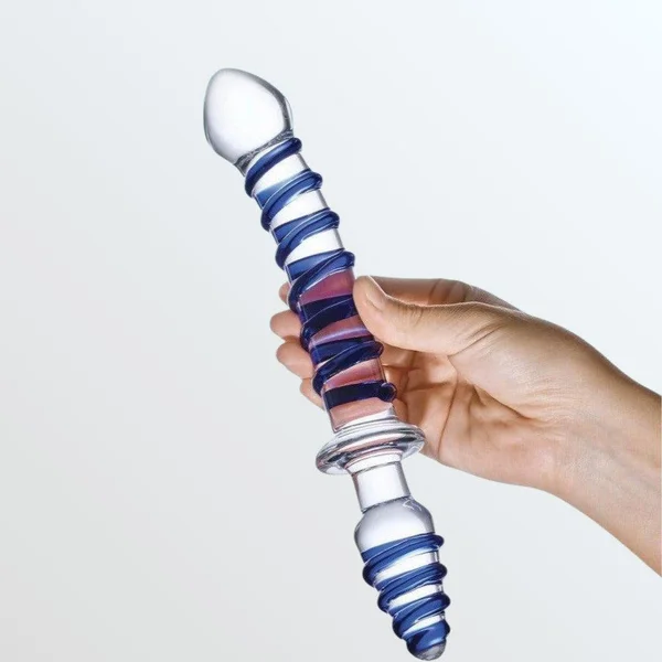 Gläs Mr. Swirly Double Ended Glass Dildo & Butt Plug - Clear & Blue — image 20 of 23