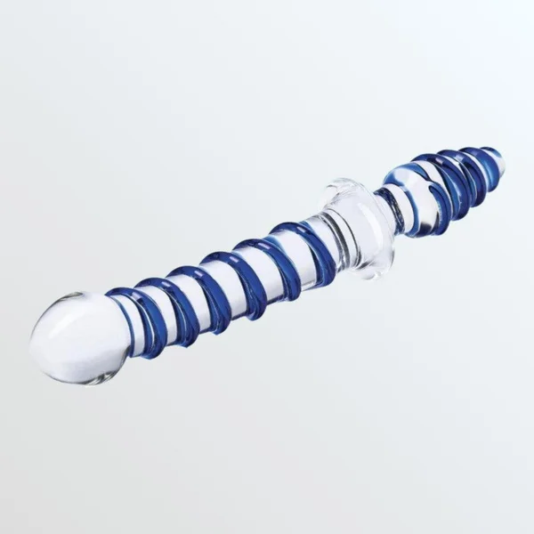 Gläs Mr. Swirly Double Ended Glass Dildo & Butt Plug - Clear & Blue — image 21 of 23