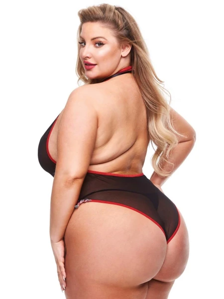 Baci Black and Red Tartan Sheer Body Costume