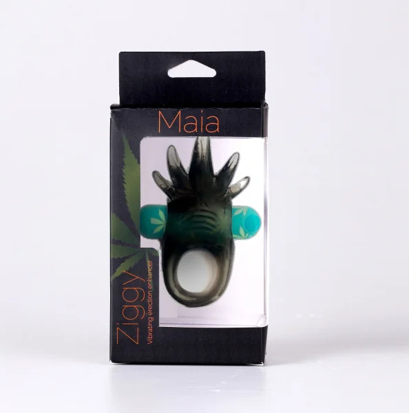 Ziggy Pot Leaf USB Rechargeable Vibratiing Erection Enhancer Ring - 420 Series
