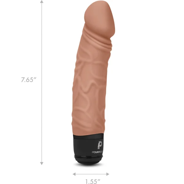Powercocks Realistic Silicone Waterproof Rechargeable 6.5" Vibrator - Caramel