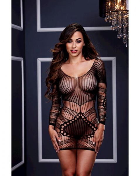 Longsleeve Lace Mini Dress O/s - Black - One Size