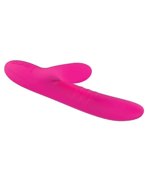 Peri Swirl Tongue Heating Rabbit Vibrator - Rose - 9 Inch