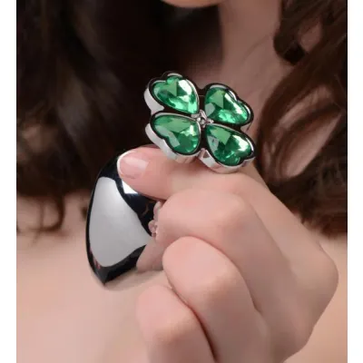 Booty Sparks Lucky Clover Gem Anal Plug Large Silver