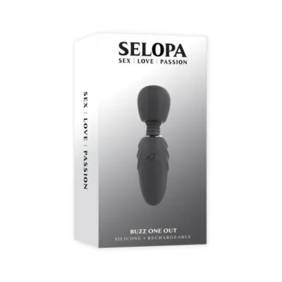 Personal Massagers Selopa Buzz One Out Rechargeable Silicone Mini Wand Vibrator Black