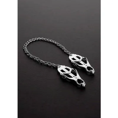 Clover Nipple Clamp With Chain Silver