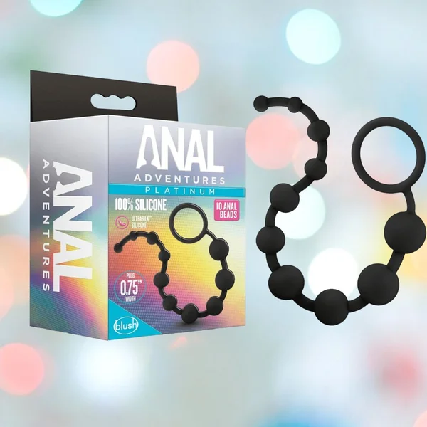 Anal Adventures Platinum Silicone 10 Anal Beads By Blush - Black — image 12 of 16