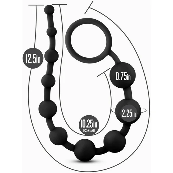 Anal Adventures Platinum Silicone 10 Anal Beads By Blush - Black — image 21 of 21