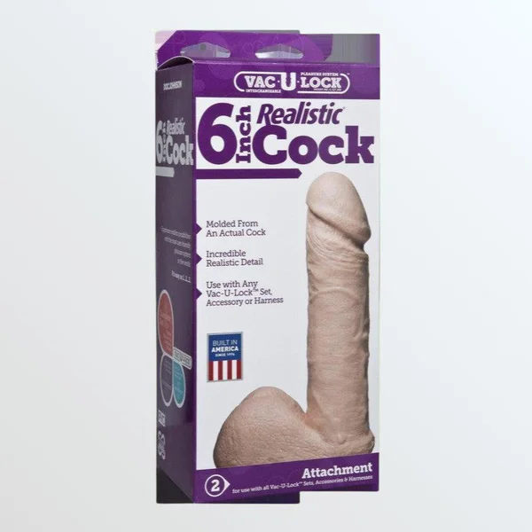 Doc Johnson Vac-U-Lock 6" Realistic Cock - Vanilla — image 25 of 25