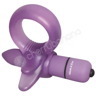 Adam Eve Vibrating 10 Speed Purple Clitoral Tongue Cock Ring