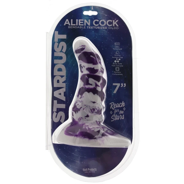 Stardust Alien 7.5" Silicone Suction Cup Dildo - Purple & White