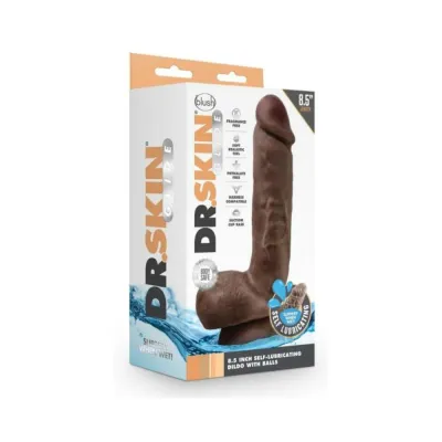 Dr Skin Glide Self lubricating Dildo With Balls 8 5 In Chocolate