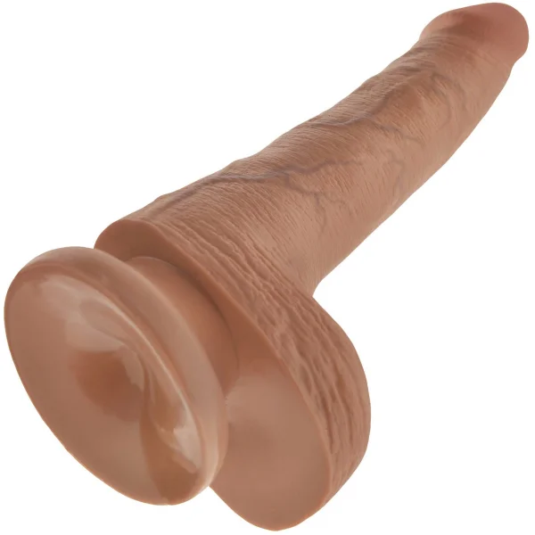 King Cock 6" Suction Cup Dildo With Balls - Caramel