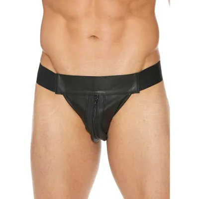 Plain Front Jock With Zip Black L xl
