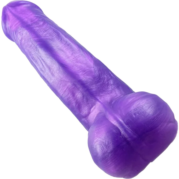 The Uberous Thick Silicone Dildo With Balls By Uberrime - NOLA Purple