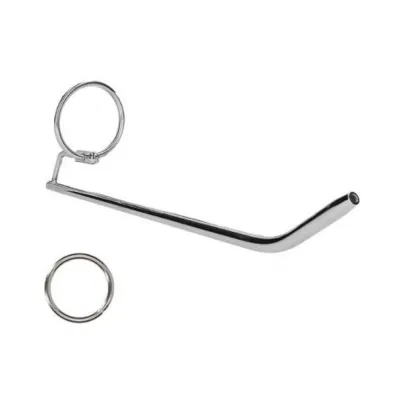 Ouch Urethral Sounding Curved Metal Dilator Stick With Ring 8 Mm