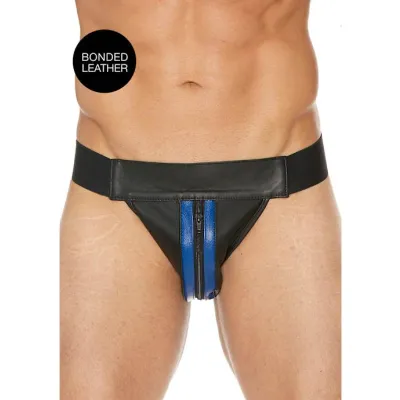 Plain Front Jock With Zip Blue L xl