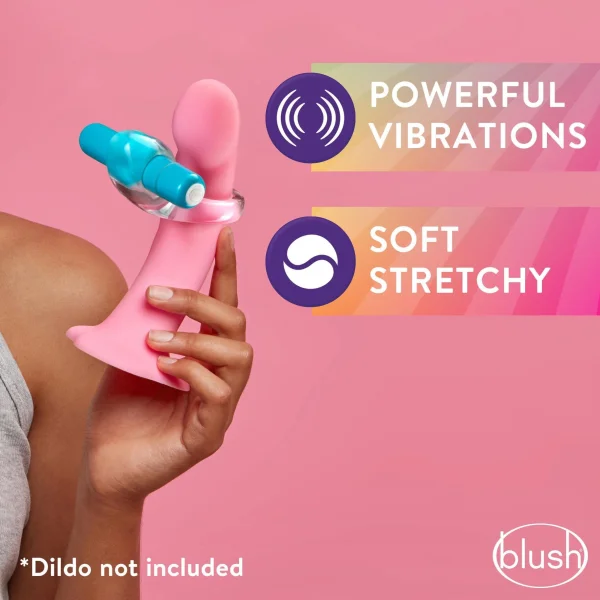 Cockring W/Clit Stimulator - Play With Me  Delight Vibrating C-Ring - Blue - Blush Novelties