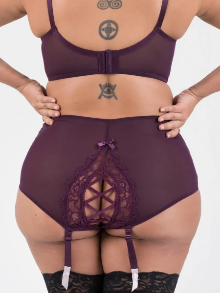 Lovehoney Plus Size Boudoir Belle Plum Push-Up Longline Bra Set