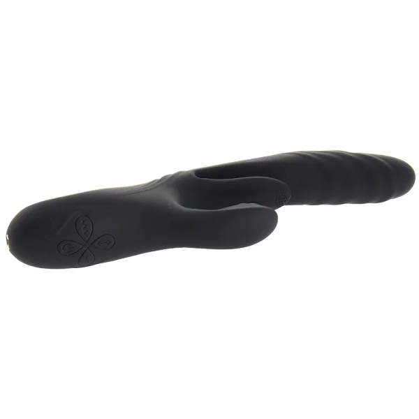 Playboy Pleasure Rapid Rabbit Waterproof Rechargeable Silicone Dual Stimulation Vibrator - Black