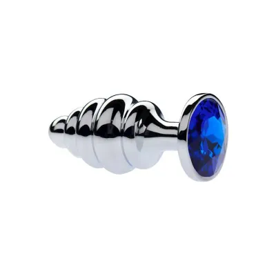 Kink Range Alloy Gemmed Butt Plug 3 7 Inch Blue Large