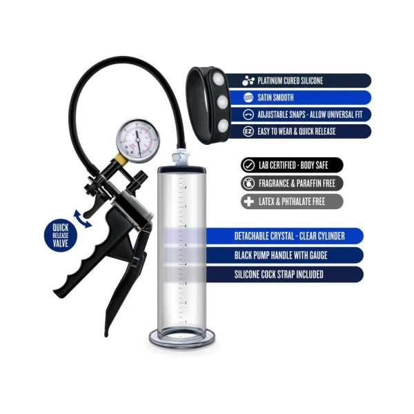 Performance - Vx8 Premium Penis Pump System With Silicone Cock Strap -  Clear — image 16 of 18