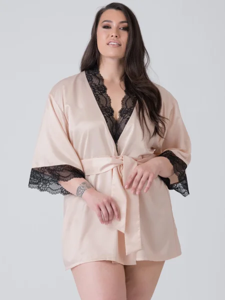 Lovehoney Plus Size Jewel Satin Pearl Blush Robe