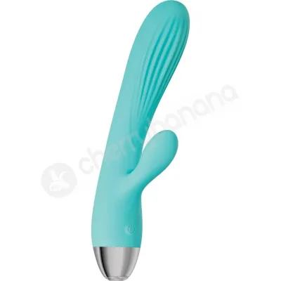 Adam Eve Eve s Rechargeable Pulsating Dual Teal Warming Massager Vibrator