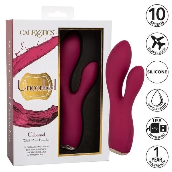 Uncorked Cabernet Waterproof Rechargeable Silicone Dual Stimulation Vibrator By CalExotics — image 19 of 19