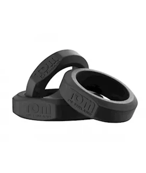 Tom of Finland 3 Piece Silicone Cock Ring Set - Black — image 6 of 8