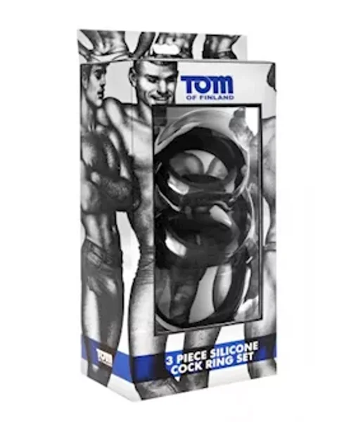 Tom of Finland 3 Piece Silicone Cock Ring Set - Black — image 7 of 8