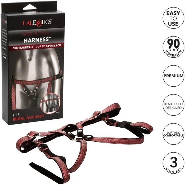Her Royal Harness The Regal Duchess O-Ring Harness by CalExotics - Red — image 9 of 10