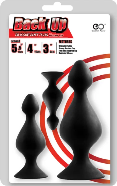 Back Up Silicone Butt Plug Set (Black) — image 10 of 14