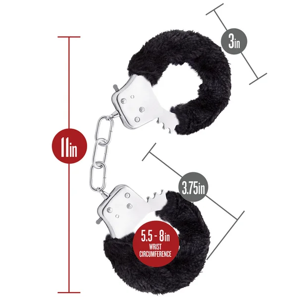 Temptasia Cuffs By Blush Novelties - Black Furry Handcuffs — image 12 of 14