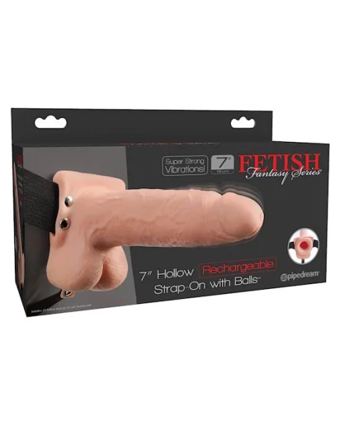 Fetish Fantasy 7 Inch Hollow Rechargeable Strap-On with Balls